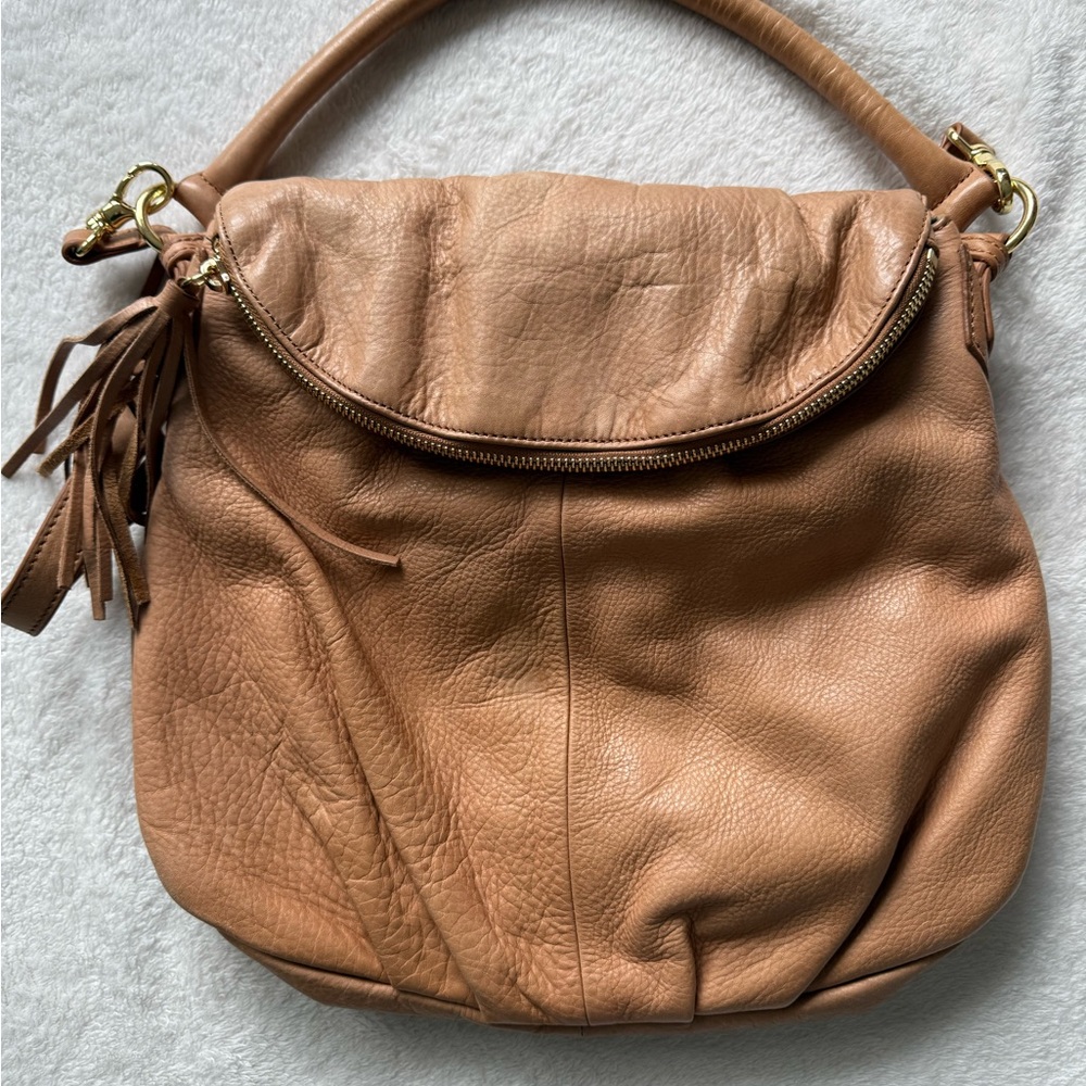 Margot Tan Leather Hobo Bag
